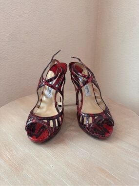 Jimmy Choo Elaphe Python Cage Sandal - EU 39 - Like New - Retail $1,195